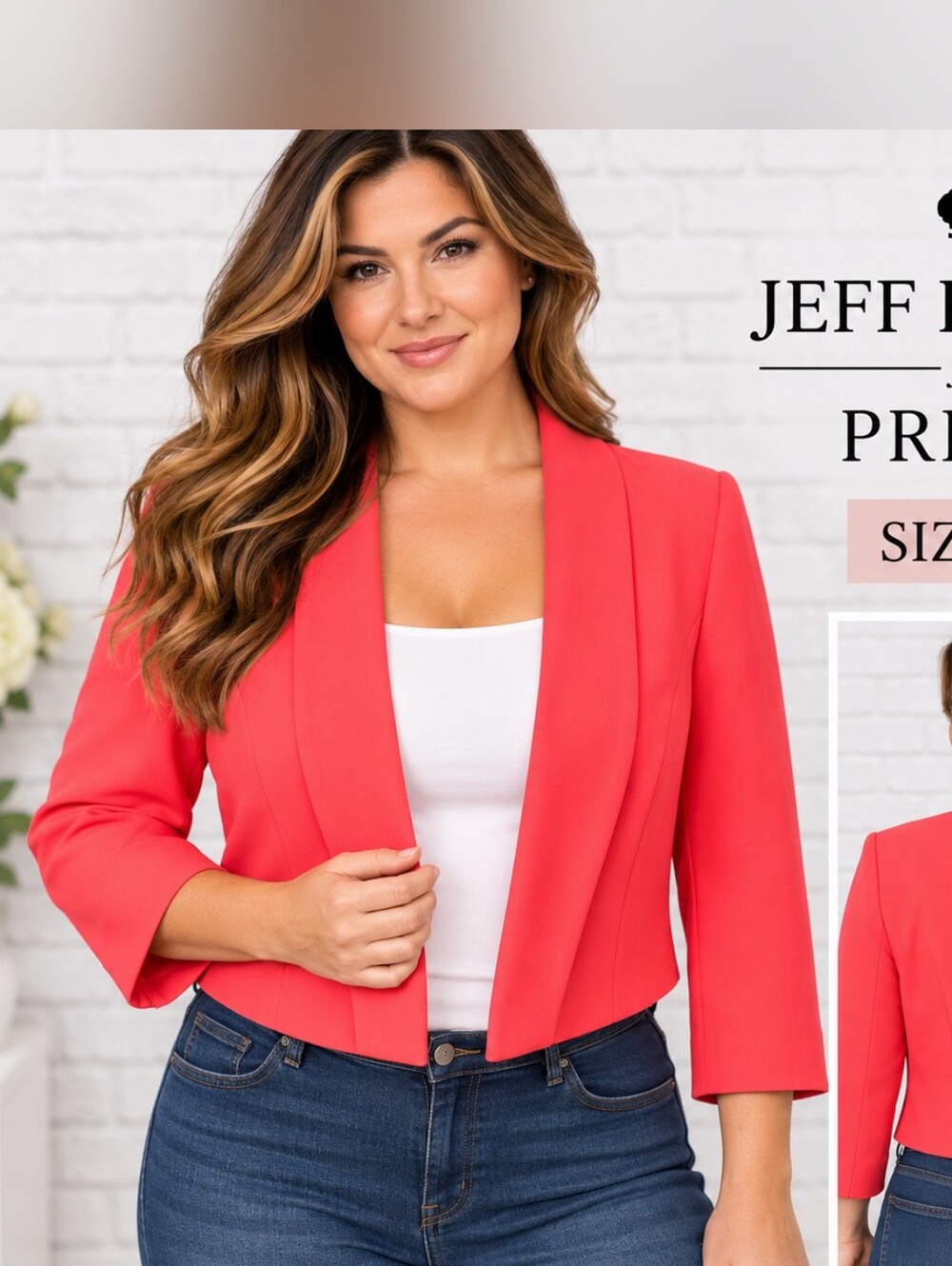 Jeff Banks for Précis Coral Cropped Blazer Jacket Size 8
